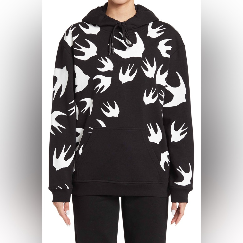 MCQ by ALEXANDER MCQUEEN Swallows Pocket Boyfriend Hoodie Size Medium NWT